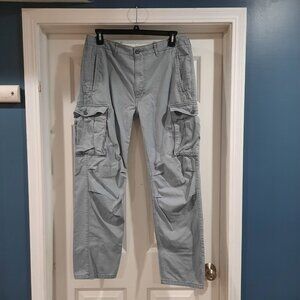 Levis Pants Mens 34x31 Light Gray Cargo Ace‎ Relaxed Military Utility Y2K Style